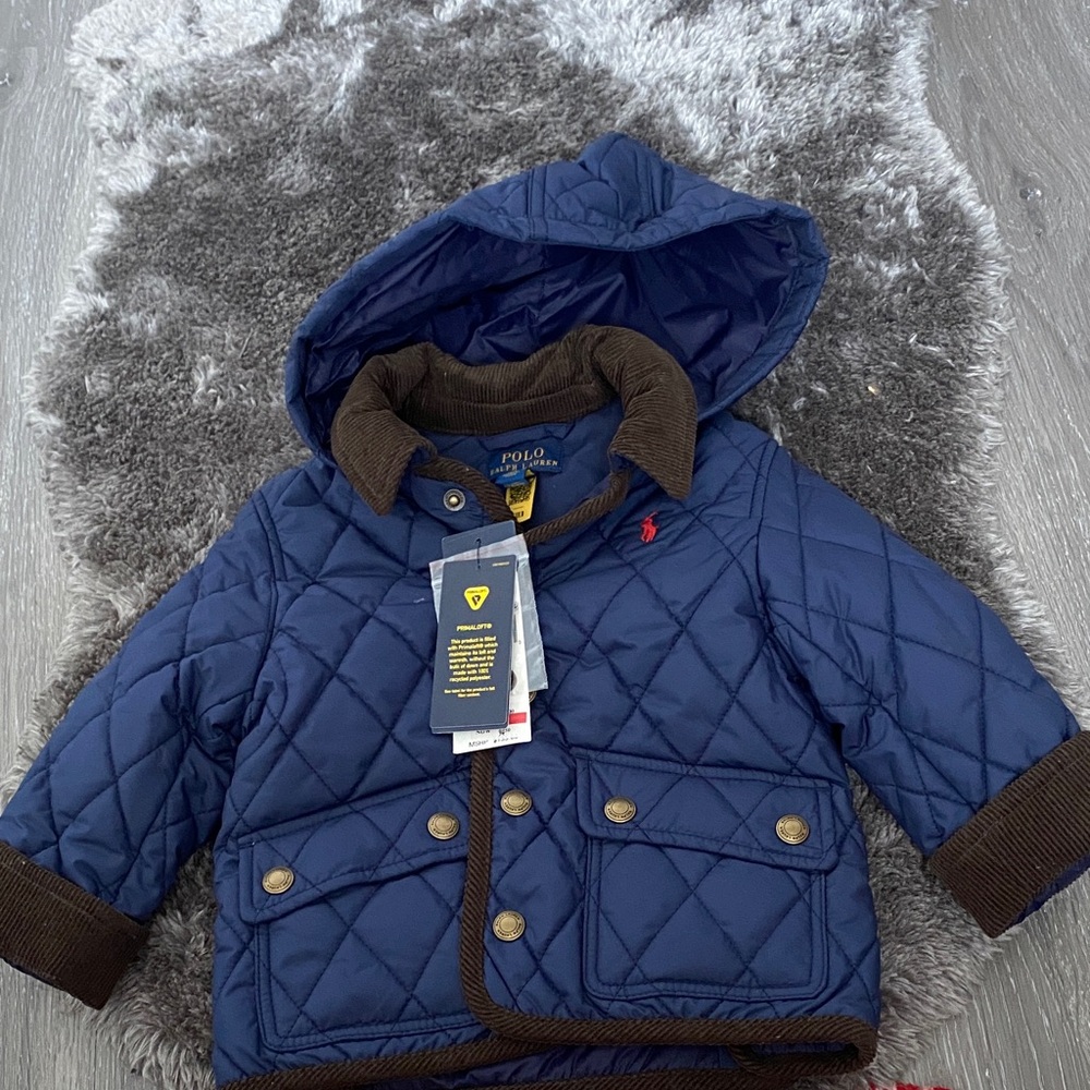 Polo by Ralph Lauren Navy Jacket with Brown Collar
